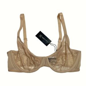 INC International Concepts Intimates Underwire Lace Bra Almond Latte XL New